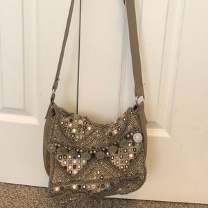 Free People crossbody sequin beige bag